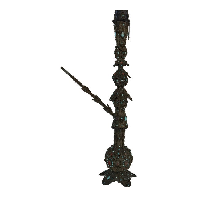 Pair of Bejeweled Silver Plate Hookah For Sale