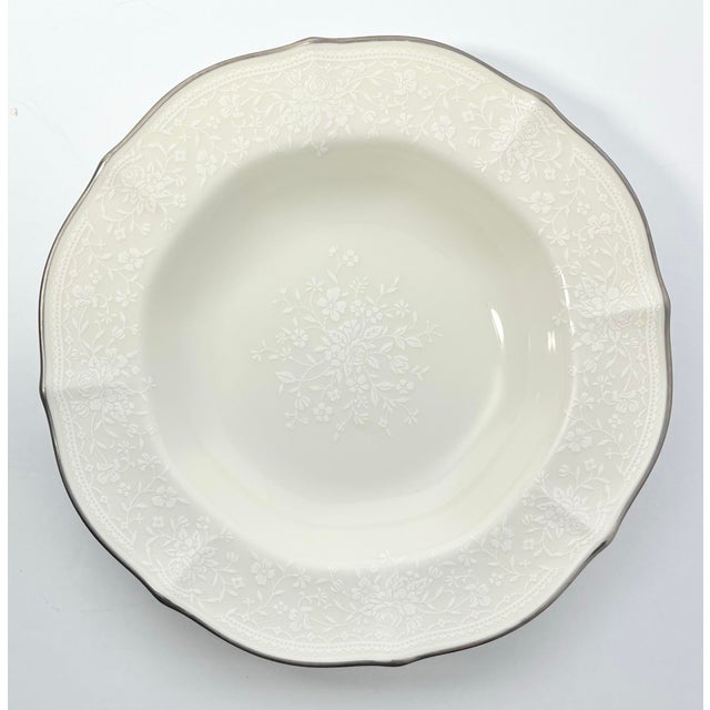 Contemporary Noritake “Chandon, Platinum” Set of 6 Bone China Rim Soup Bowls For Sale - Image 3 of 5