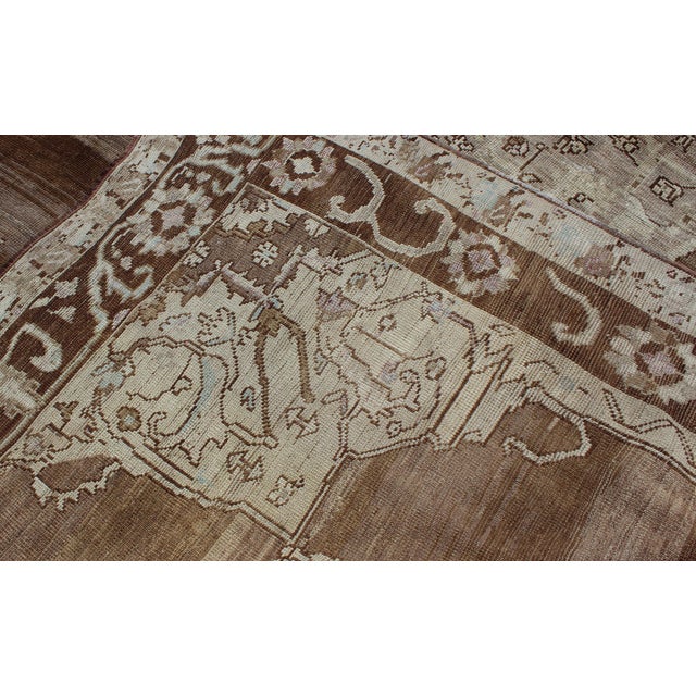 Cream Vintage Turkish Kars Rug With Shades of Brown, Cream, and Ivory Medallion Motif 8'0"x12'5" For Sale - Image 8 of 8