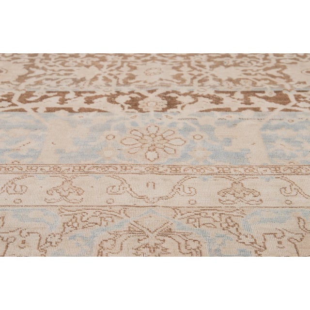 Antique Malayer Handmade Brown and Beige Floral Wool Rug For Sale - Image 10 of 11