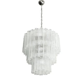 Murano Glass Chandelier with Transparent Glass Elements, Italy, 1980s For Sale