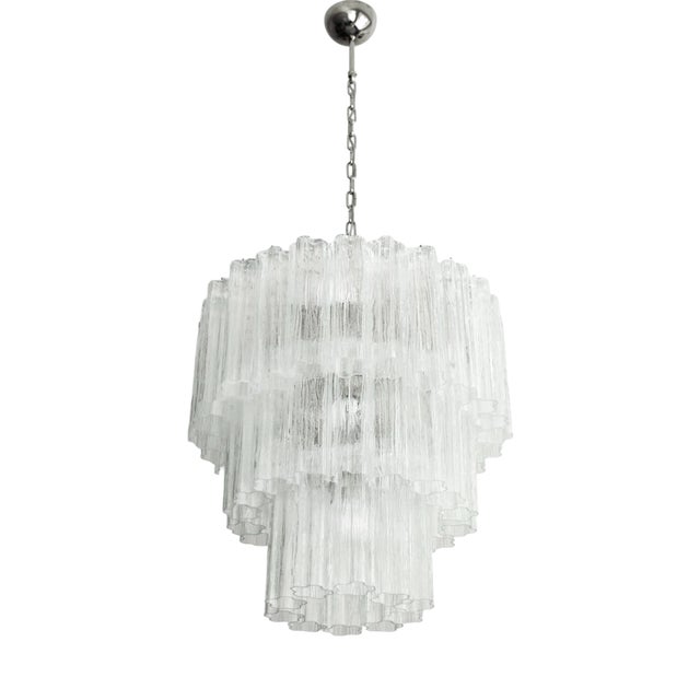 Murano Glass Chandelier with Transparent Glass Elements, Italy, 1980s For Sale