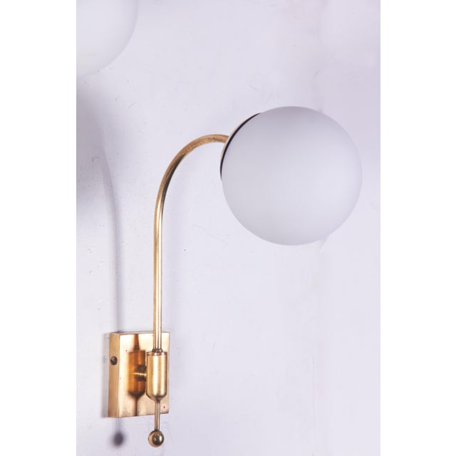 1950s Brass Wall Lights in the style of Stilnovo, 1950s, Set of 4 For Sale - Image 5 of 17