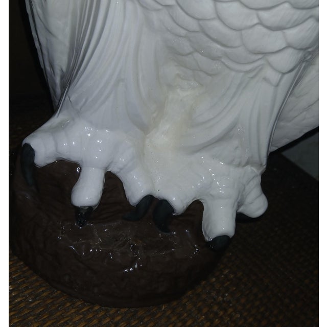 Vintage 1970s Mid-Century Ceramic White Owl Statue For Sale In Naples, FL - Image 6 of 8