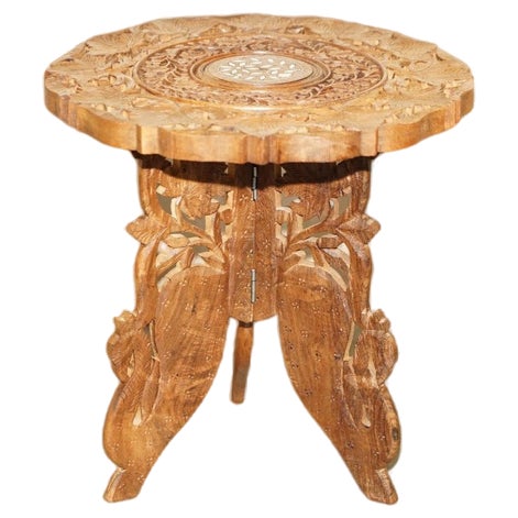 Burmese Octagonal Carved Side Table from Liberty For Sale