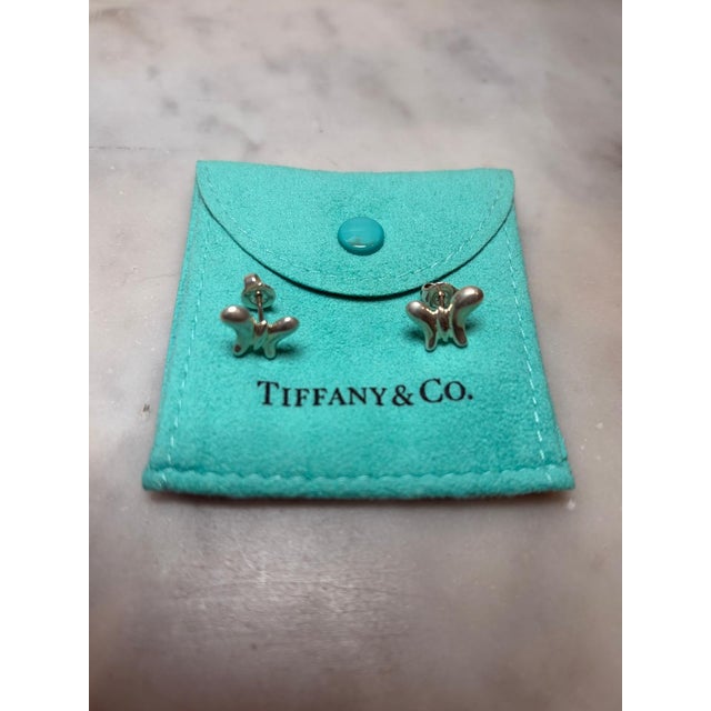 2020s Tiffany & Co. Sterling Silver Elsa Peretti Butterfly Stud Earrings 3.1g, Pair For Sale - Image 5 of 6