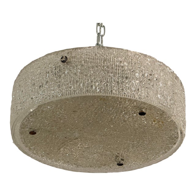 Kaiser Leuchten Ice Glass Flush Mount, Circa 1960s For Sale