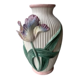1990s Fitz & Floyd 3d Iris Flower Vase For Sale