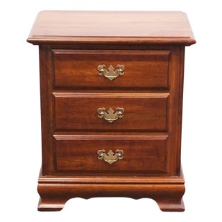 Cresent Furniture Solid Cherry Traditional Style 22" Three Drawer Nightstand For Sale