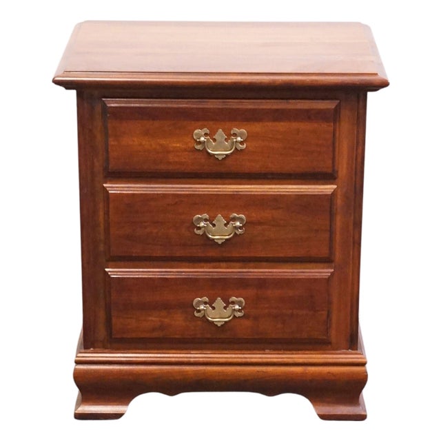 Cresent Furniture Solid Cherry Traditional Style 22" Three Drawer Nightstand For Sale