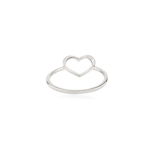 14k White Gold Open Heart Shape Diamond Ring Size 6 For Sale In New York - Image 6 of 11