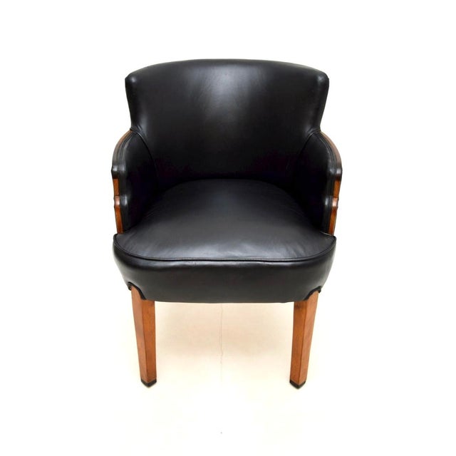 1930s Art Deco Chair in Walnut and Leather, 1930s For Sale - Image 5 of 9