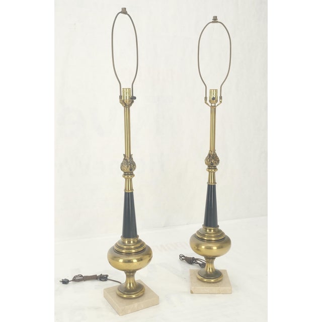 Pair of Mid Century Modern Brass Vase Shape Table Lamps Stiffel MINT! For Sale - Image 14 of 14