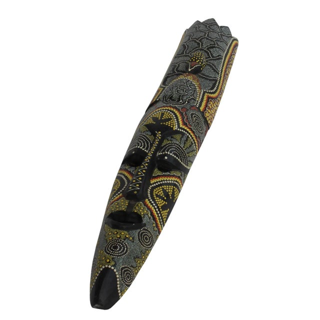 Handmade Tribal Wood Oval Multi-color Face Mask Wall Display Art For Sale In San Francisco - Image 6 of 8