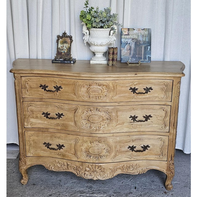 Fine vintage Dresser/ Commode, Louis xv Style, Farmhouse Wooden Chest. Features exquisitely carved fronts, brass vintage...