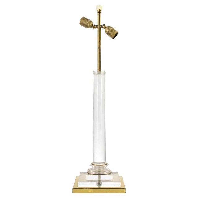 Gold Italian Brass and Acrylic Glass Table Lamp by Corinne Halna, 1970s For Sale - Image 8 of 8