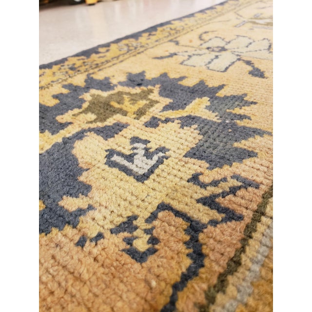 Antique Oushak Carpet, Handmade Oriental Rug Made in Turkey, Peach, Blue, Ivory For Sale - Image 13 of 18