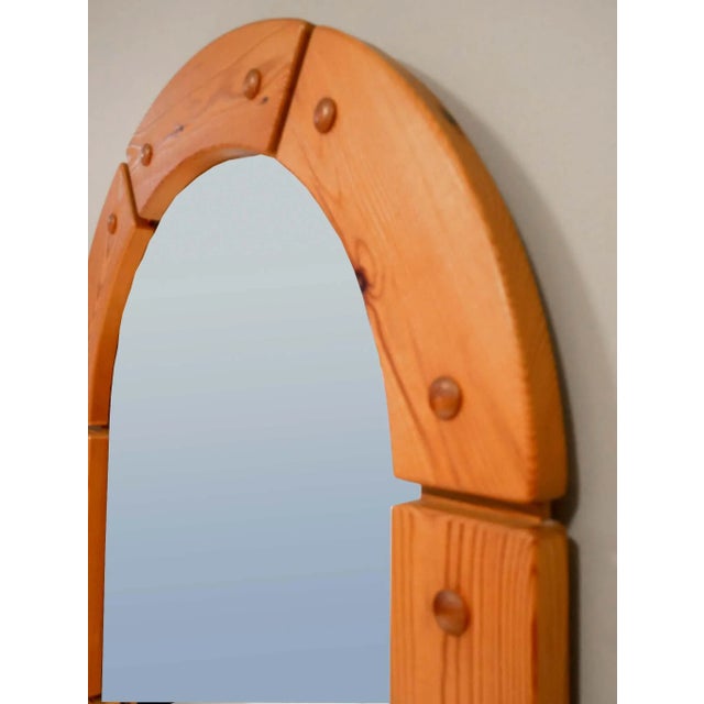 Brutalist Solid Pine Mirror from Fröseke, 1970s, Sweden For Sale - Image 3 of 5
