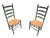 Vintage Rustic Farmhouse Green Ladderback Chairs With Rush Seats- A Pair For Sale - Image 14 of 15
