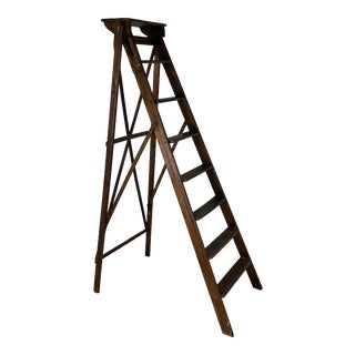 Large Wooden Painters Stepladder, 1940s For Sale