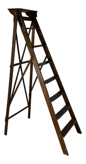 Large Wooden Painters Stepladder, 1940s