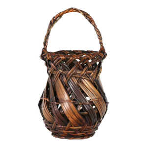 Early 20th C Japanese Bamboo Basket Vase Flowers Ikebana Tea Ceremony Antique Vintage