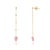 Carved Leaf Pink Tourmaline & Diamond Chain Drop Earrings in 14k Yellow Gold- A Pair For Sale - Image 4 of 12