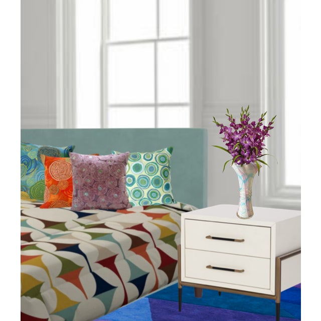 Late 20th Century Abstract Pink Blue Abstract Art Glass Vase For Sale - Image 5 of 12