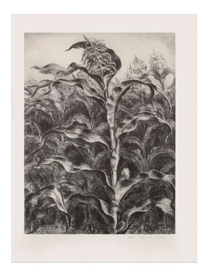 1939 After John S. Curry "Corn", First Edition Period Cottage Style Offset Lithograph
