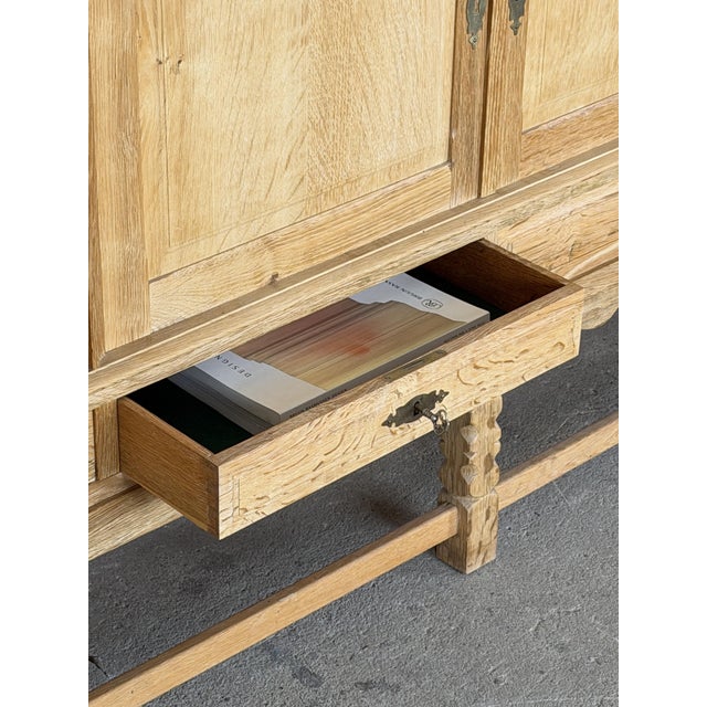 Mid 20th Century Mid-Century Modern Low Brutalist Sideboard in Oak by Henning Kjaernulf, 1960s For Sale - Image 5 of 10