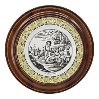 Mottahedeh “Le Printemps” Italian Transferware Plate in Van Hygan & Smythe Wood Frame For Sale