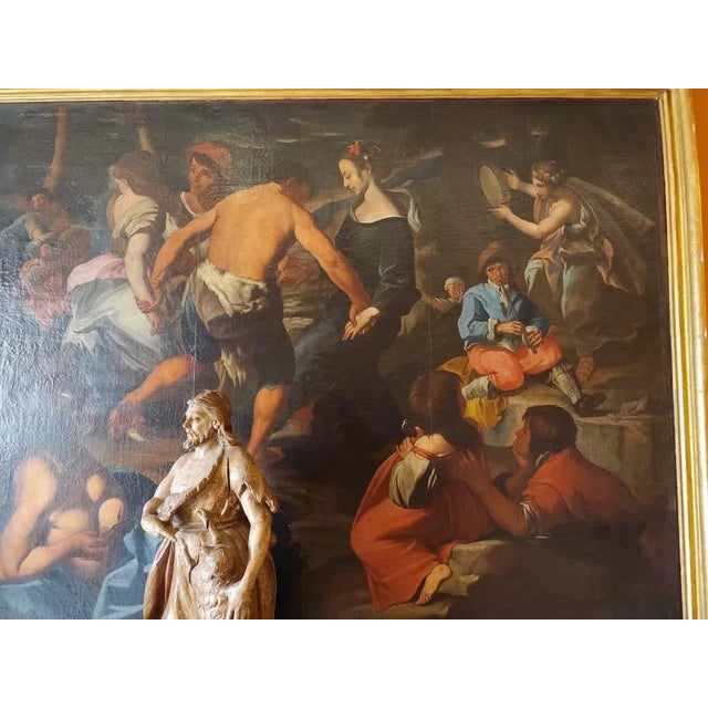 After Francesco Guarini, Country Scene with Musicians, 1680, Oil on Canvas, Framed For Sale - Image 4 of 13