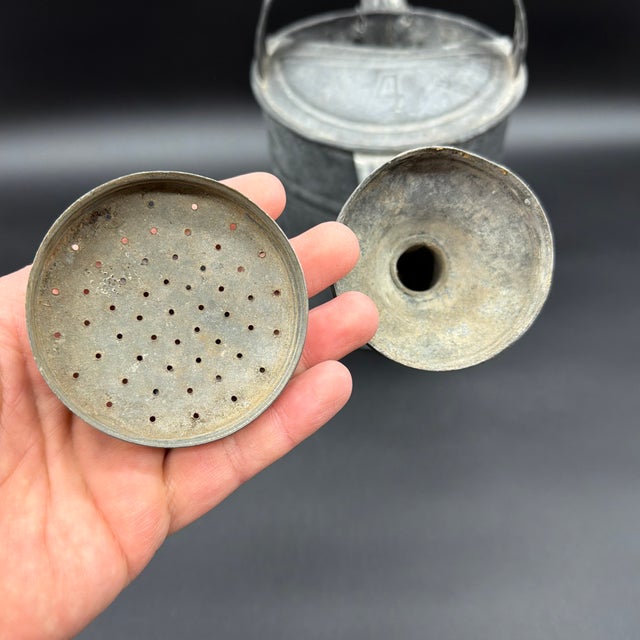 A Superb Vintage Small Sized Galvanised Watering Can, Circa 1920’s For Sale - Image 11 of 12