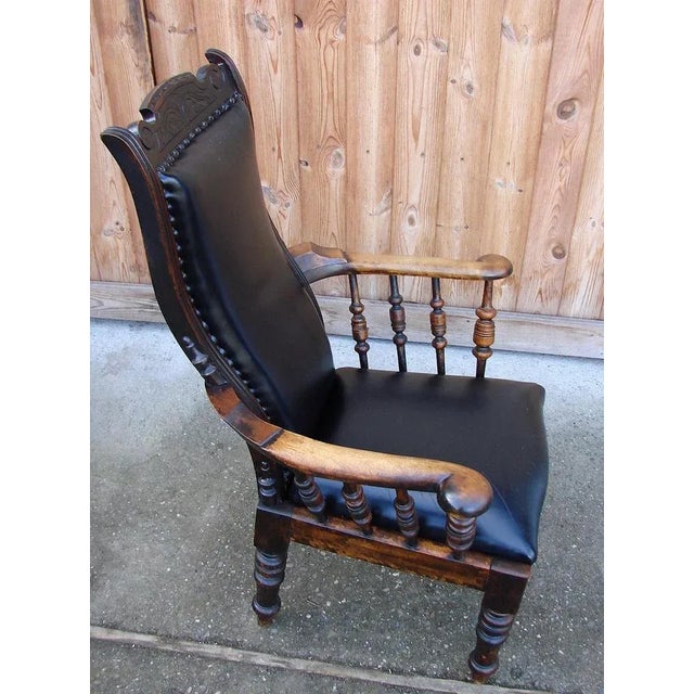 Black 19th Century Oak Armchair For Sale - Image 8 of 14