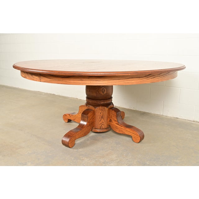 Stickley Stickley Style Mission Oak Arts & Crafts Pedestal Dining Table For Sale - Image 4 of 7
