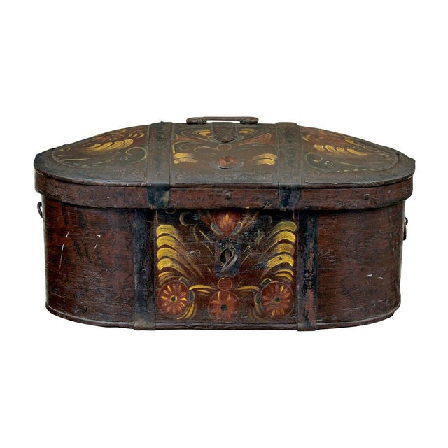Brown Swedish Hand-Painted Box, 1840s For Sale - Image 8 of 8