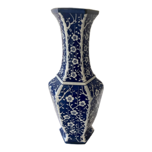 Mid 20th Century Blue and White Large Vase Excellent Mint Condition.