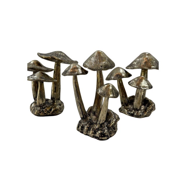 Cast Bronze Mushroom Sculpture Set, Organic Cluster Forms With Textural Patina For Sale - Image 6 of 7