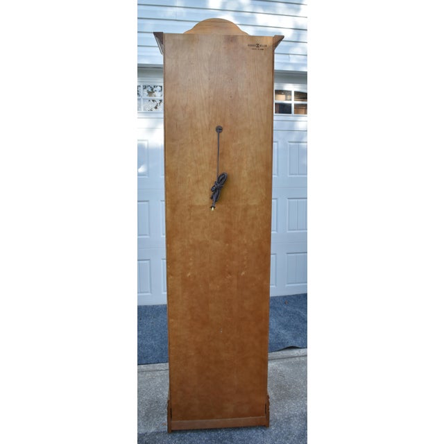 Howard Miller Oak Grandfather Clock Moon Dial Triple Chime Floor Tall Case For Sale - Image 11 of 17