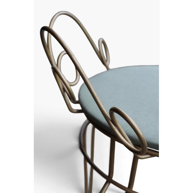 Wire Framed Hollywood Regency Style Vanity Stool Bench C. 1950/60's For Sale - Image 9 of 10