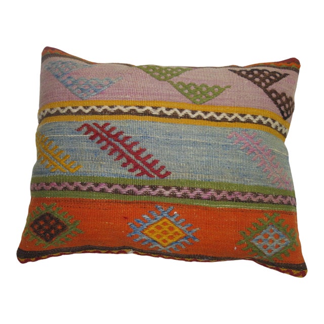 Zabihi Collection Bohemian Vintage Kilim Pillow For Sale