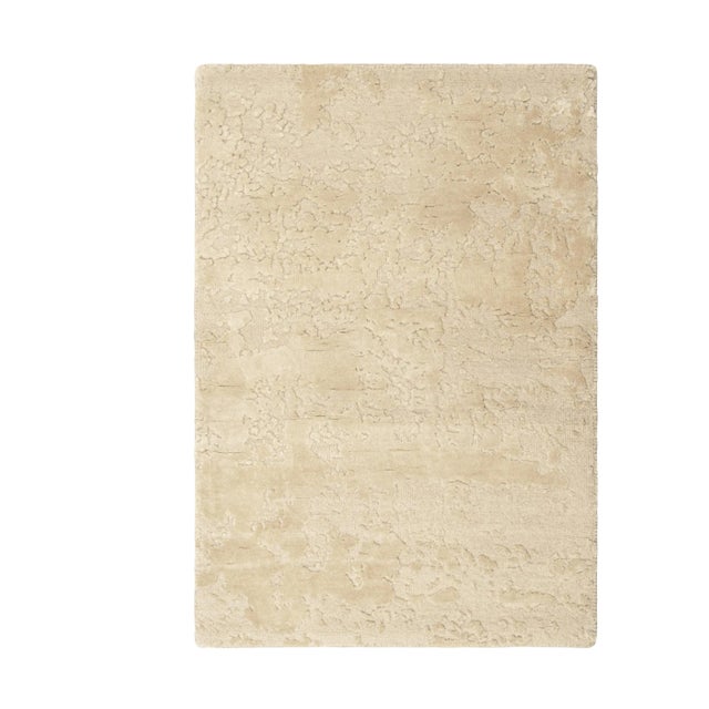 Rug & Kilim’s Gift-Size Abstract Rug in Cream White High-And-Low Texture For Sale