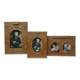 Vintage Terragrafics Louis XVI–Style Antiqued Gold Picture Frames — Set of 3 For Sale