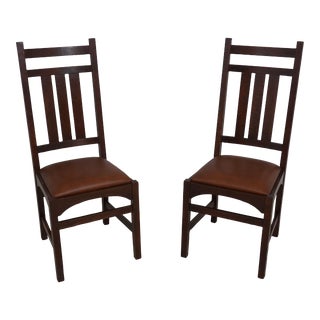 Pair Stickley Mission Oak Arts & Crafts Side Chairs For Sale