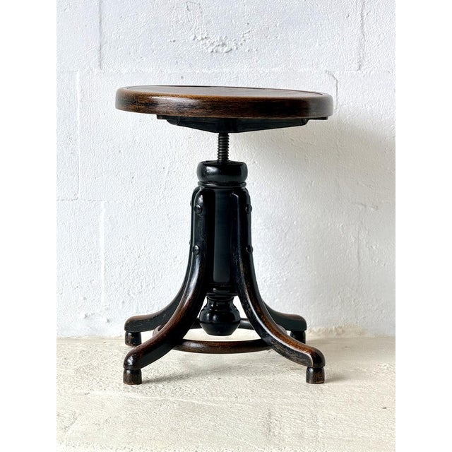 Bentwood Swivel Stool from Fischel, 1930s For Sale - Image 12 of 18