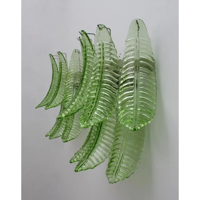 Green Mid-Century Modern Palm Leaves in Murano, Italy, 1970s, Set of 2 For Sale - Image 8 of 10