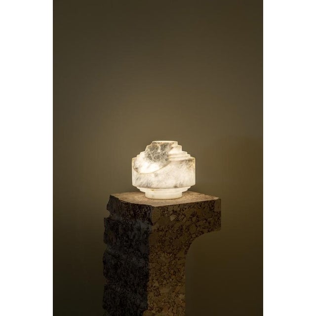 Black Wireless Cala Table Lamp by United Alabaster For Sale - Image 8 of 12
