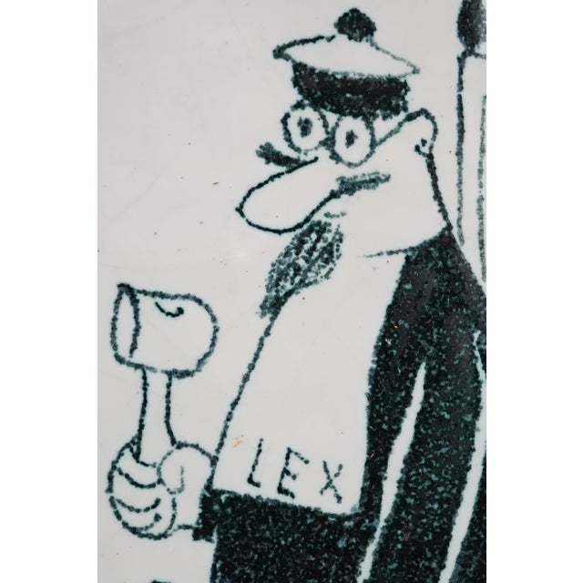 Ceramic 20th Century Art Deco Ceramic Plate Satirical Judge and Lawyer in Court from the La Quercia Libralessos Factory, Italy, 1950s For Sale - Image 7 of 16