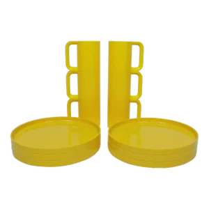1970s Massimo Vignelli for Heller Mid Century Modern Plates and Mugs for Six- 12 Pieces