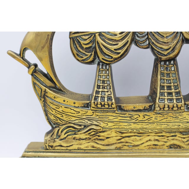 1900 - 1909 Circa 1900 English Large Brass Ship Doorstop For Sale - Image 5 of 6